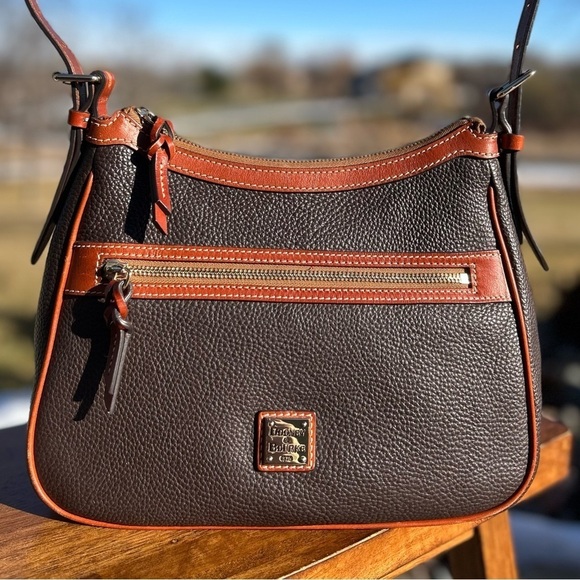 Dooney & Bourke Piper Hobo Shoulder Crossbody Brown Leather EUC - Picture 4 of 17